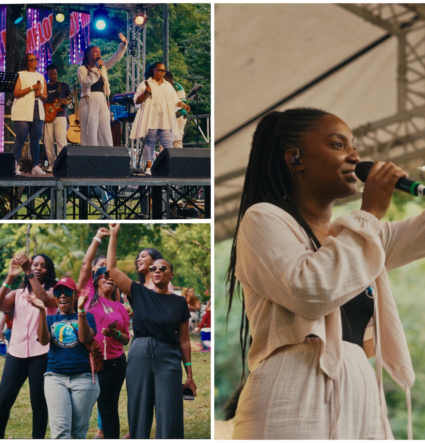 Artistes en pleine louange sur la scène de Grace Up